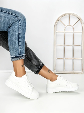 Sneakers dama albi din piele ecologica Dawira - Img 6