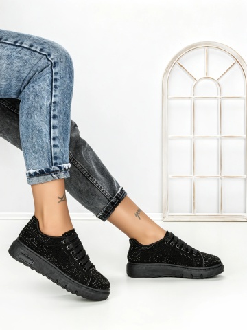 Sneakers dama negri din material textil Alixie - Img 6