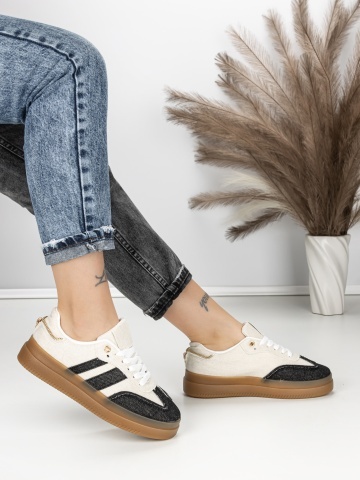 Sneakers dama negri din material textil Avoria - Img 6