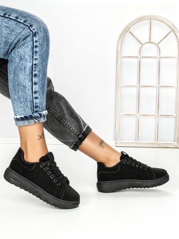 Sneakers dama negri din piele ecologica Dawira - Img 6