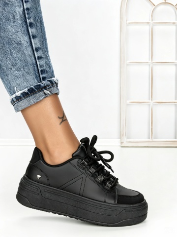 Sneakers dama negri din piele ecologica Ecadora - Img 5