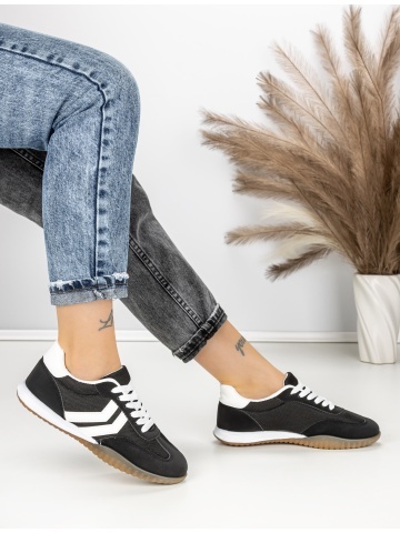 Sneakers dama negri din piele ecologica si material textil Avenza - Img 6
