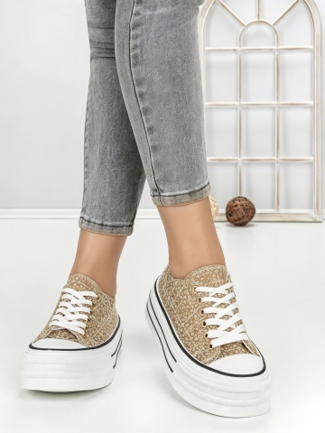 Tenisi dama bej din material textil Crinrys - Img 2