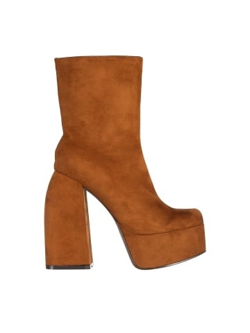 Botine dama camel din material textil cu toc Edie - Img 6