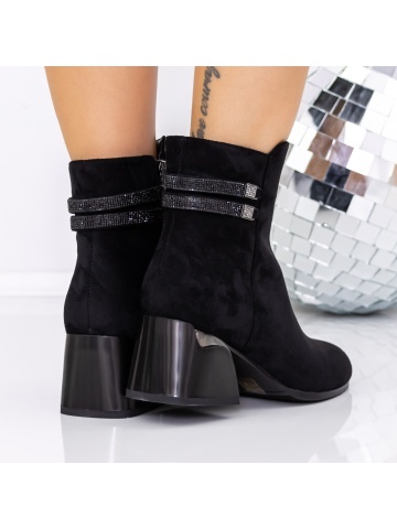 Botine dama cu toc negre din material sintetic Atava - Img 3