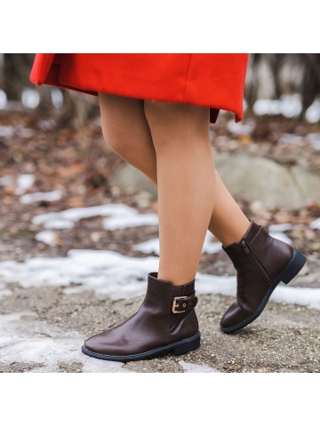 Botine dama maro din piele ecologica Elliana
