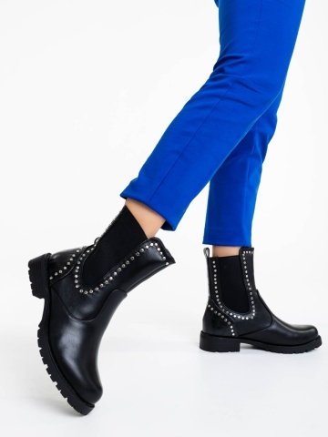 Botine dama negre din piele ecologica Amara