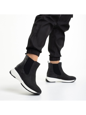 Botine dama negre din piele ecologica Ivanka - Img 3