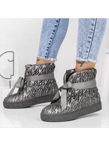Cizme dama gri din material textil Omnila
