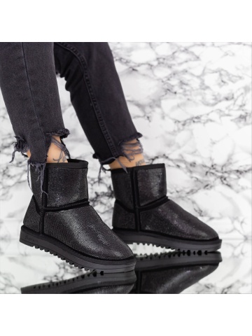 Cizme dama negre din material textil Suvela