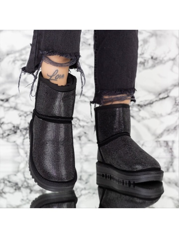 Cizme dama negre din material textil Suvela - Img 3