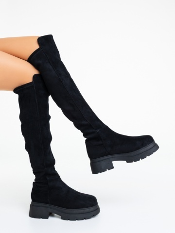 Cizme dama negre din material textil Vihana