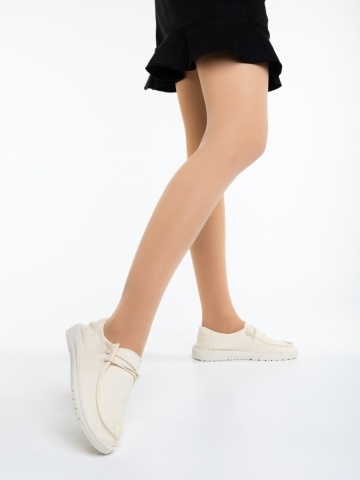 Pantofi casual dama bej din material textil Mirada