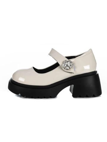 Pantofi casual dama bej din piele ecologica lacuita Arsinia - Img 3