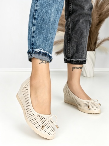 Pantofi casual dama maro deschis din piele ecologica Daziora