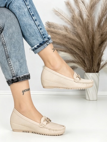 Pantofi casual dama maro deschis din piele ecologica Zanzelia - Img 4