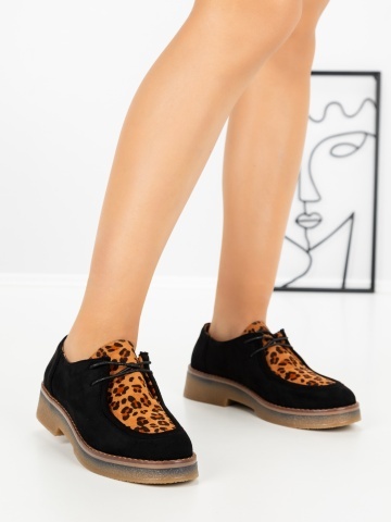 Pantofi casual dama model leopard din material textil Dahlia