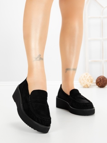 Pantofi casual dama negri din material textil Calenya