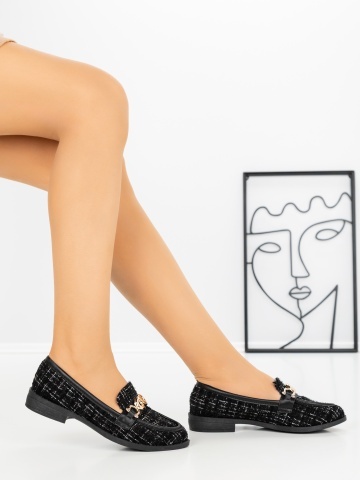 Pantofi casual dama negri din material textil Elaelyn - Img 6