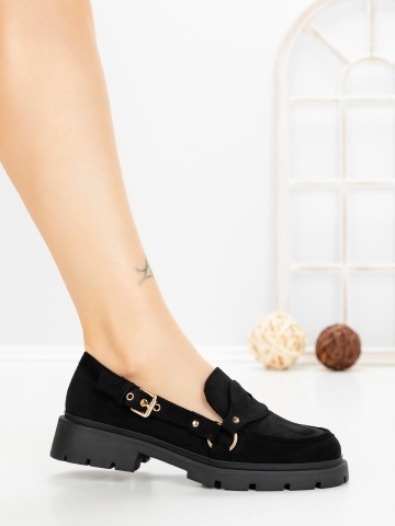 Pantofi casual dama negri din material textil Norevia - Img 5