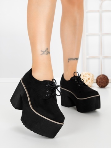 Pantofi casual dama negri din material textil Sarenya
