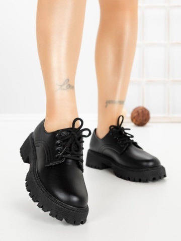 Pantofi casual dama negri din piele ecologica Avenira