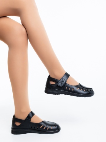 Pantofi casual dama negri din piele ecologica Celara