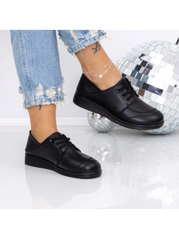 Pantofi casual dama negri din piele ecologica Elazira - Img 2