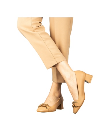 Pantofi dama cu toc camel din piele ecologica Sansiro