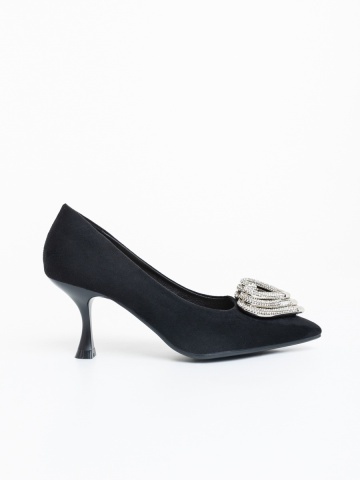 Pantofi dama cu toc negri din material textil Harina - Img 7