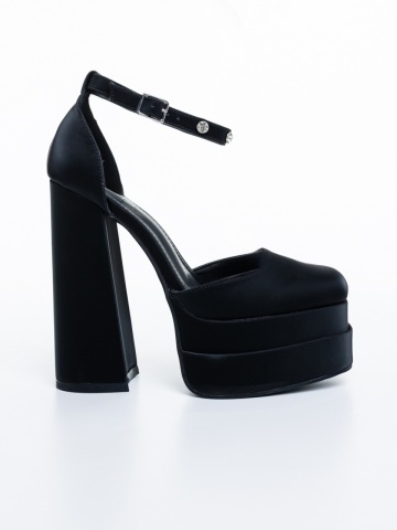 Pantofi dama cu toc negri din material textil Letema - Img 4