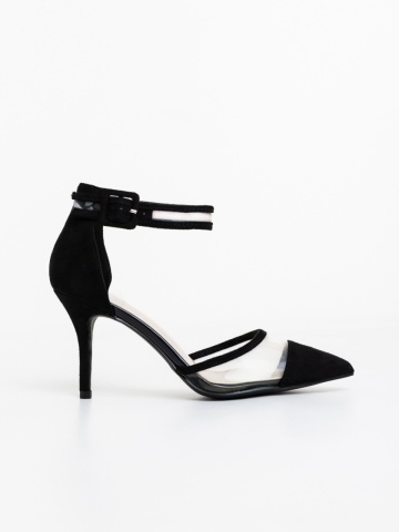 Pantofi dama negri cu toc din material textil Floriette - Img 4