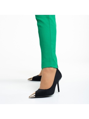 Pantofi dama negri din material textil cu toc Melany