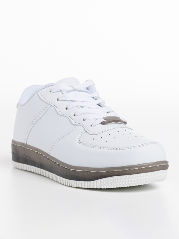 Pantofi sport copii albi cu negru din piele ecologica Carsyn