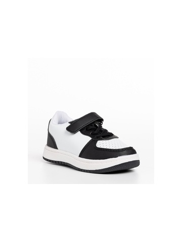 Pantofi sport copii albi cu negru din piele ecologica Ponty