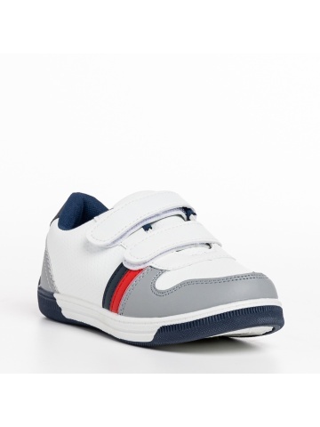 Pantofi sport copii gri cu alb din piele ecologica Buddy - Img 2