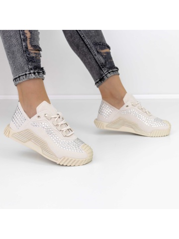 Pantofi sport dama albi din material textil Lucirna