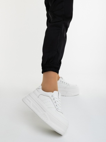 Pantofi sport dama albi din piele ecologica Mandalia