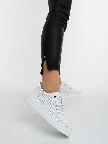 Pantofi sport dama albi din piele naturala Teska