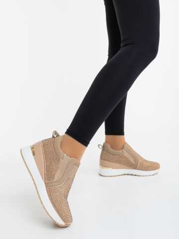 Pantofi sport dama bej din material textil Lovara - Img 6