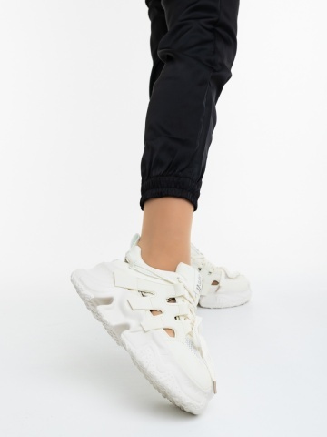 Pantofi sport dama bej din piele ecologica si material textil Diania