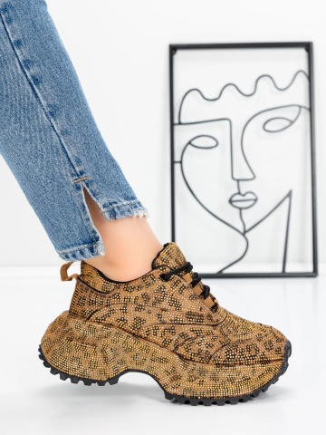 Pantofi sport dama cu platforma model leopard din material textil Crenara - Img 4
