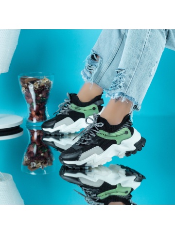 Pantofi sport dama negri din material textil Norela - Img 4