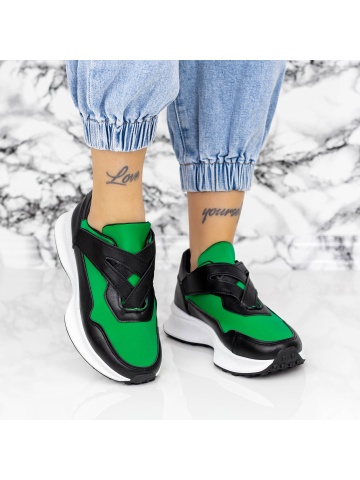 Pantofi sport dama negri din material textil si piele ecologica Eazrys