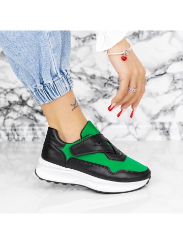 Pantofi sport dama negri din material textil si piele ecologica Eazrys - Img 4