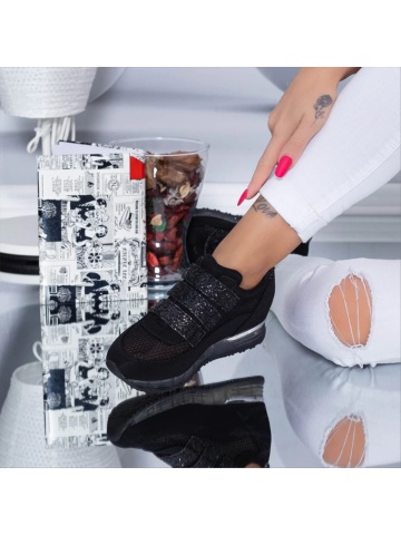 Pantofi sport dama negri din material textil Suraida - Img 4