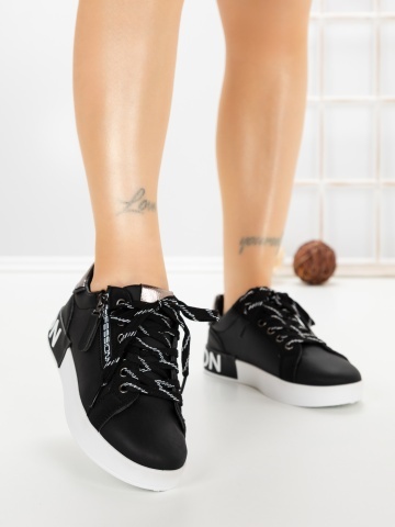 Pantofi sport dama negri din piele ecologica Lysara