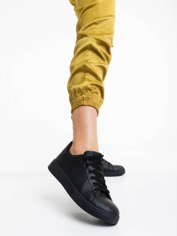 Pantofi sport dama negri din piele ecologica Rasine - Img 6