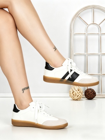 Pantofi sport dama negri din piele ecologica Savira - Img 4
