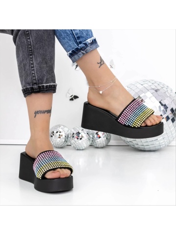 Papuci dama multicolor din material textil Anette - Img 3